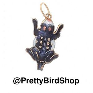 FROG Pendant black & silver & gold enamel NEW Artisan